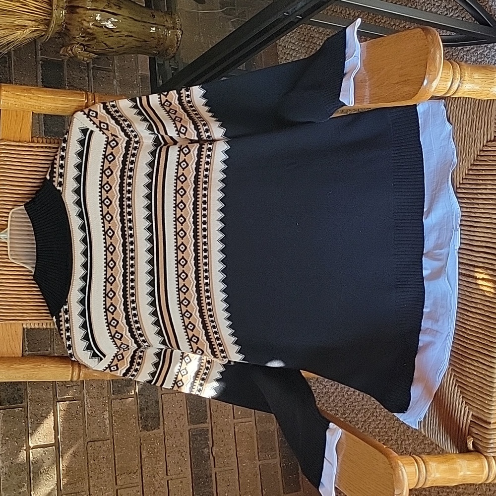 Isaac Mizrahi Live mock neck fair isle sweater, size L